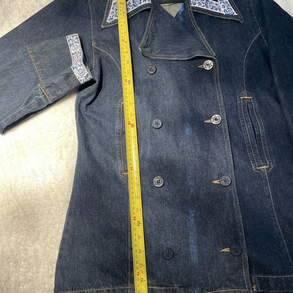 Express Bleus Denim Nautical Jacket Dbl Breasted 3/4 Length 100% Cotton - Picture 8 of 11